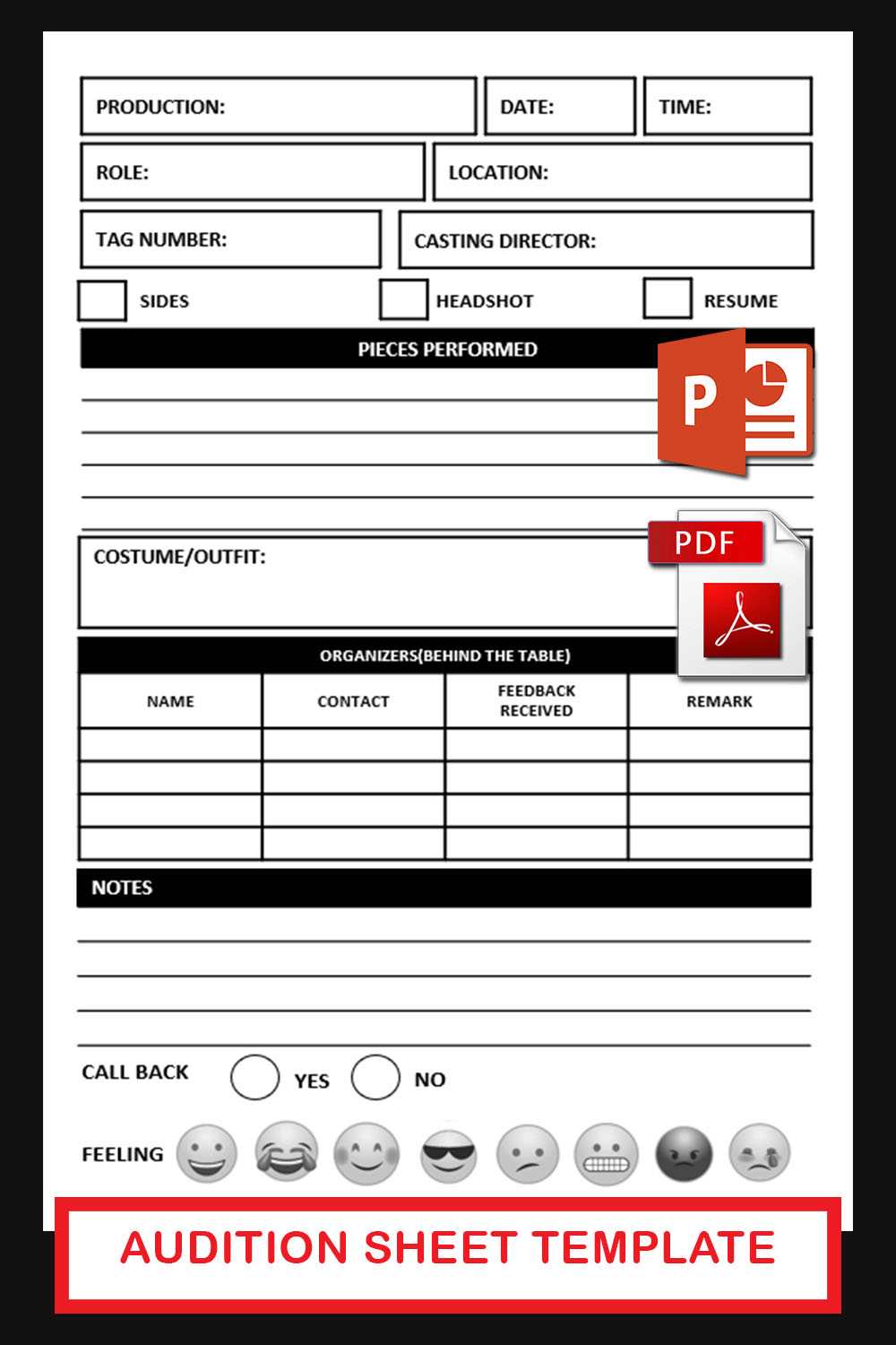  Audition Log Template 